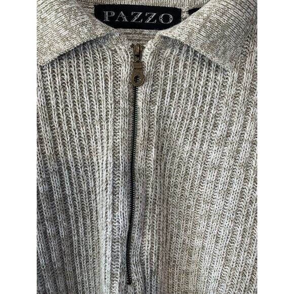 Pazzo mens sweater half up zipper Ramie Cotton gray preppy old money Hong Kong L - Picture 3 of 4